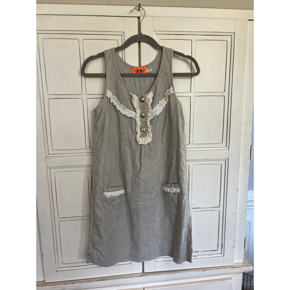 Juicy couture size 2 beige and off white linen blend dress - Picture 1 of 3
